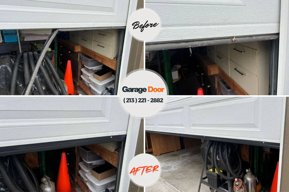 Before and after: garage door repair Sanford, NC